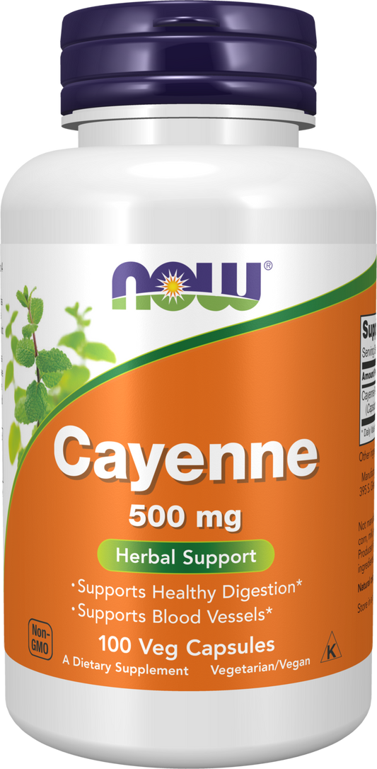NOW Supplements, Cayenne (Capsicum annuum) 500 mg, 100 Veg Caps
