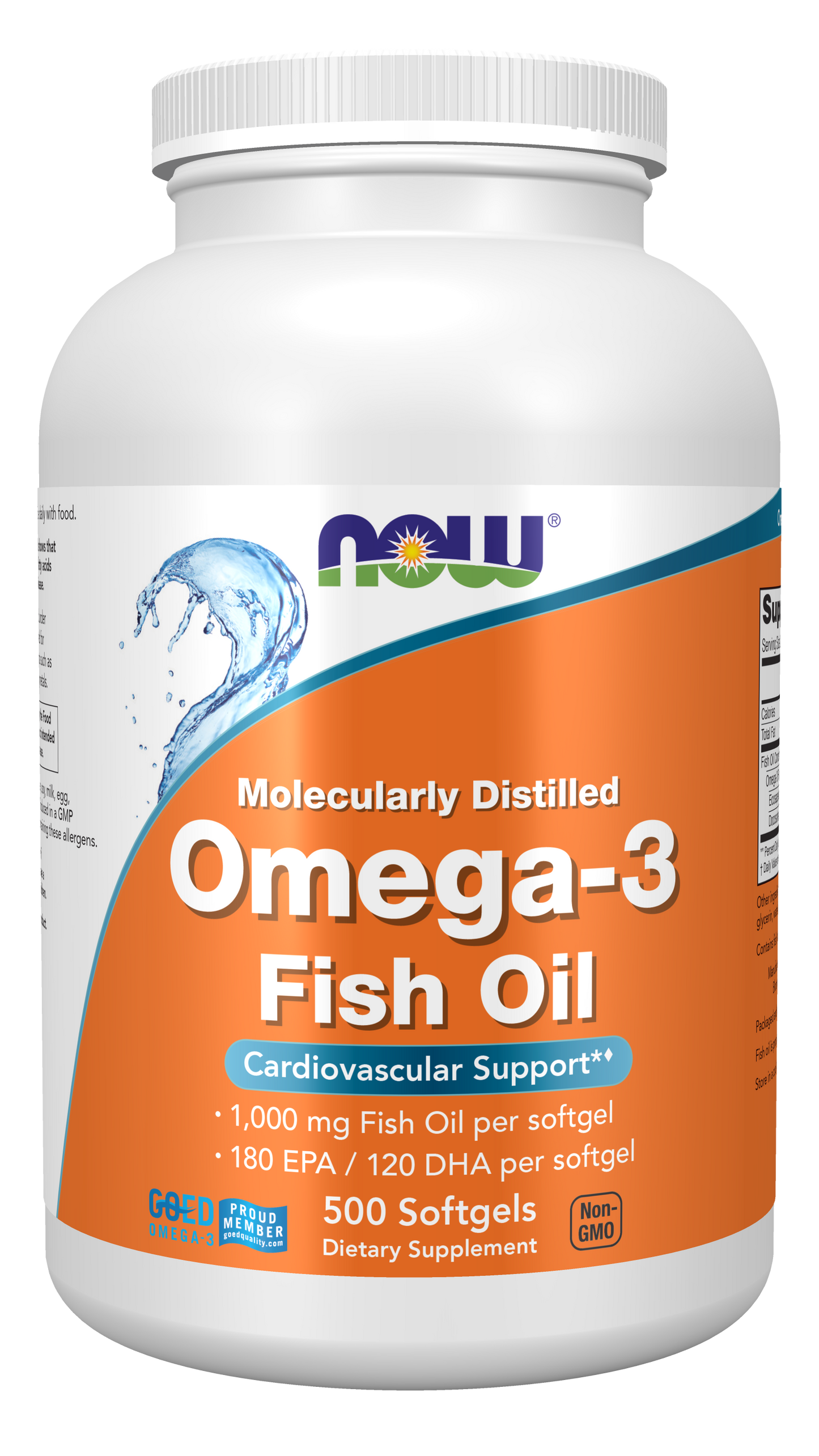 NOW Supplements, Omega-3, Molecularly Distilled, 500 Softgels