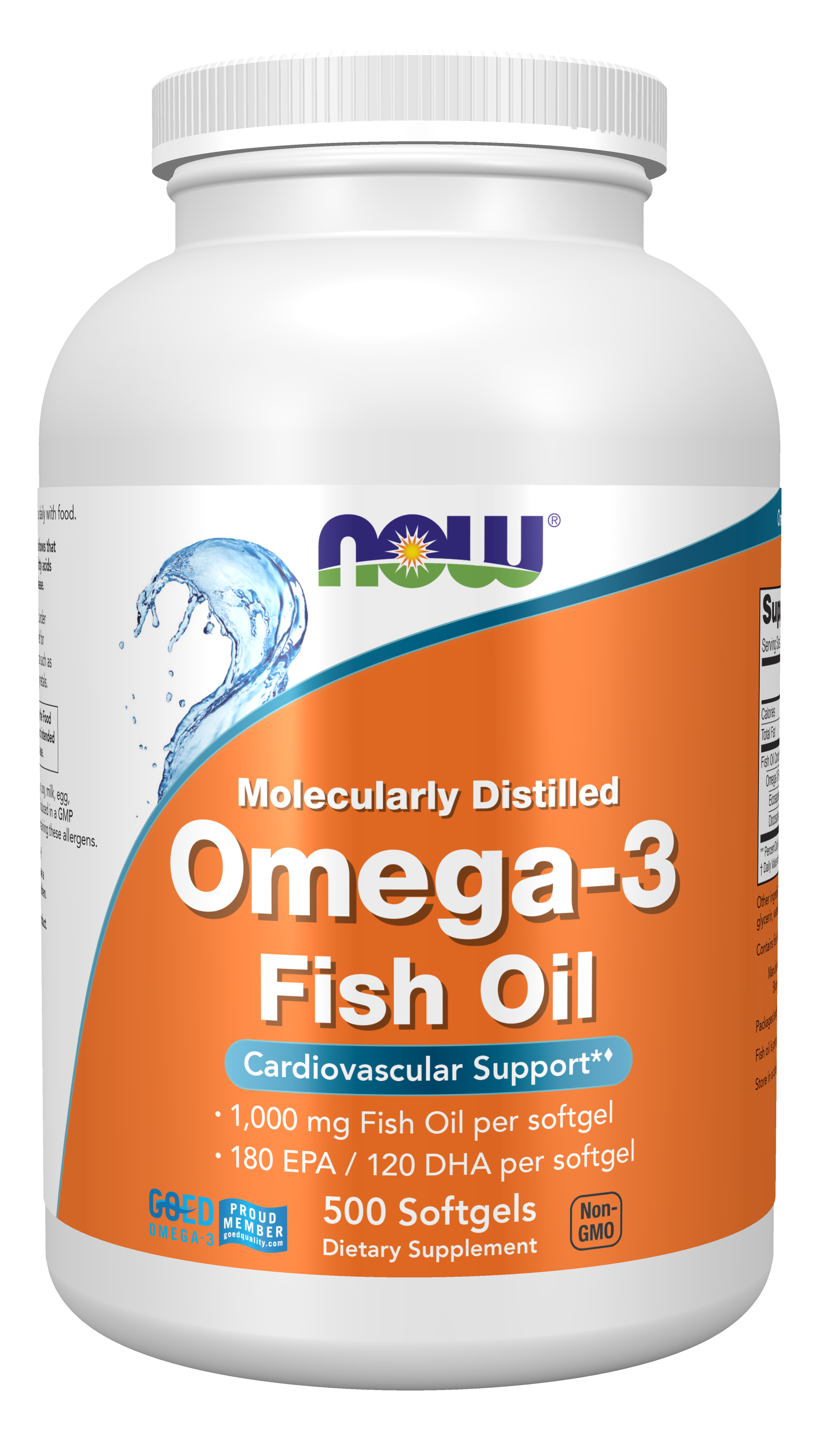 NOW Supplements, Omega-3, Molecularly Distilled, 500 Softgels