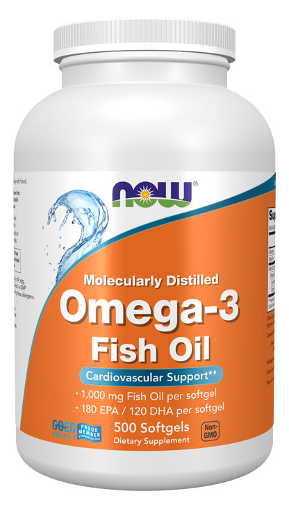 NOW Supplements, Omega-3, Molecularly Distilled, 500 Softgels