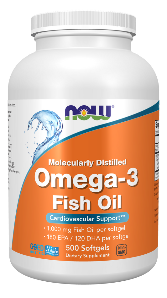 NOW Supplements, Omega-3, Molecularly Distilled, 500 Softgels