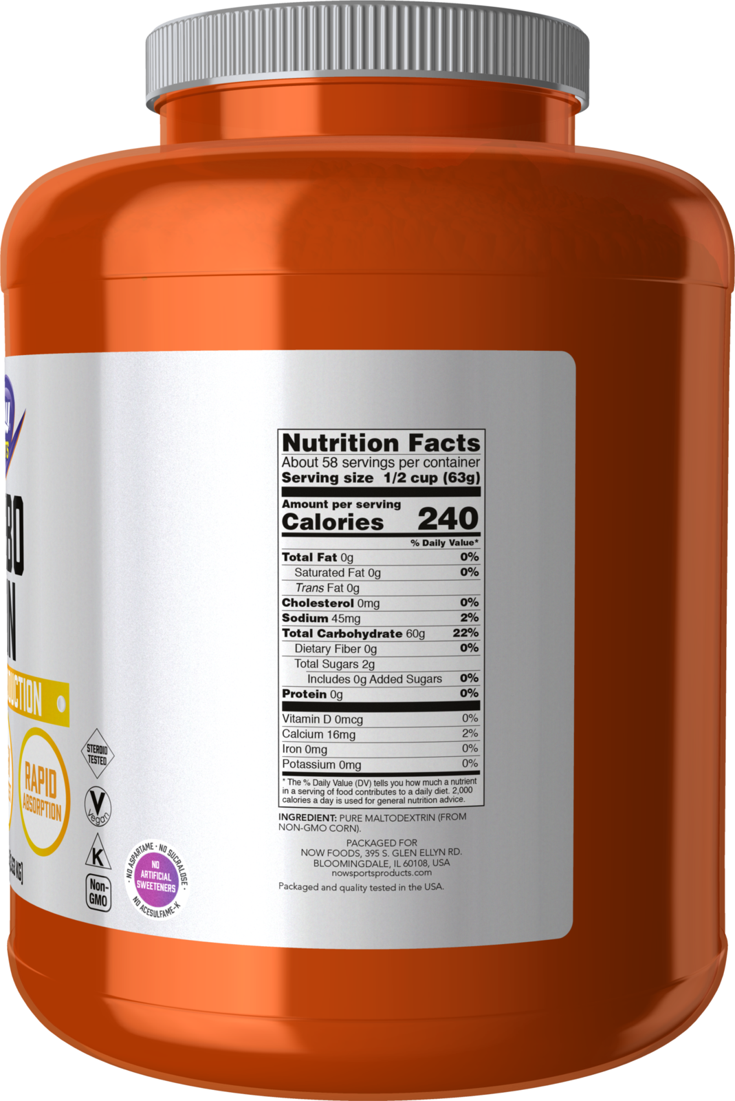 NOW Sports, Carbo Gain Powder, Complex Carb, Energy Production, 8 lbs