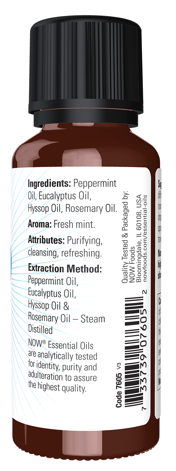 NOW Essential Oils, Clear the Air Oil Blend, Minty & Purifying, 1 fl. oz