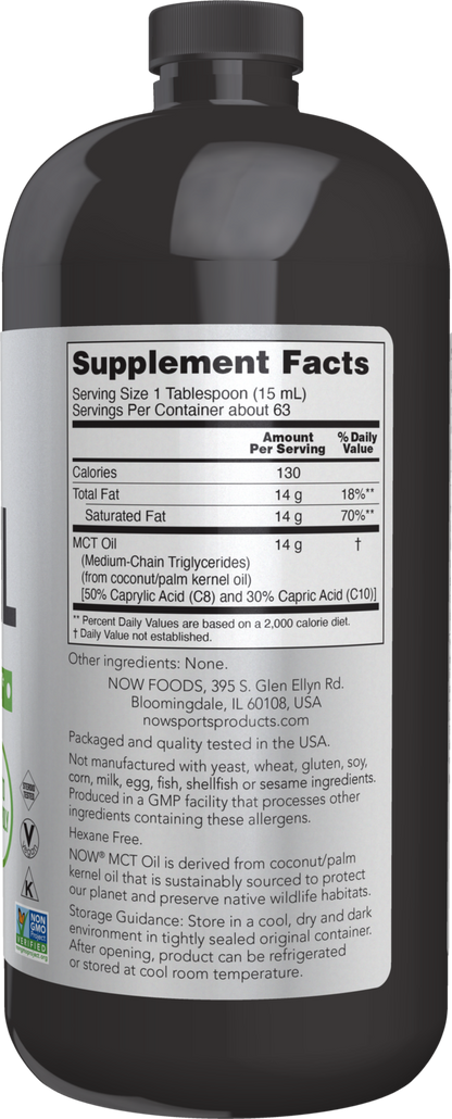 NOW Sports, MCT  Oil 14 g, Weight Management*, Liquid, 32 fl. oz