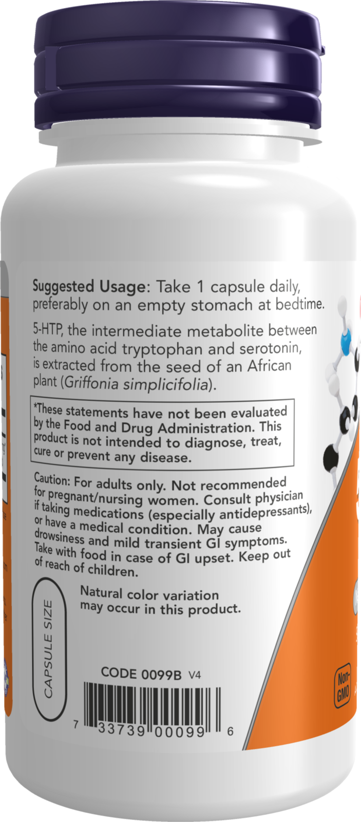 NOW Supplements, 5-HTP (5-hydroxytryptophan) 50 mg, 90 Veg Caps