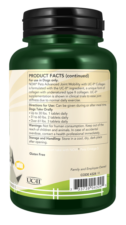 NOW® Pets, UC-II® Advanced Joint Mobility Dogs, 60 Chewable Tablets