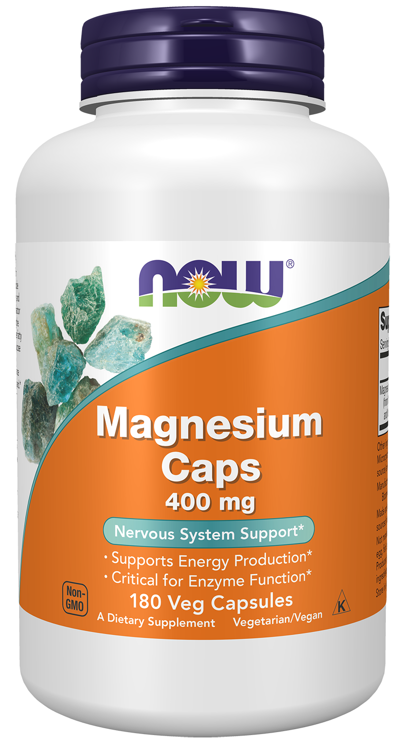 NOW Supplements, Magnesium 400 mg, Nervous System Support*, 180 Veg Caps