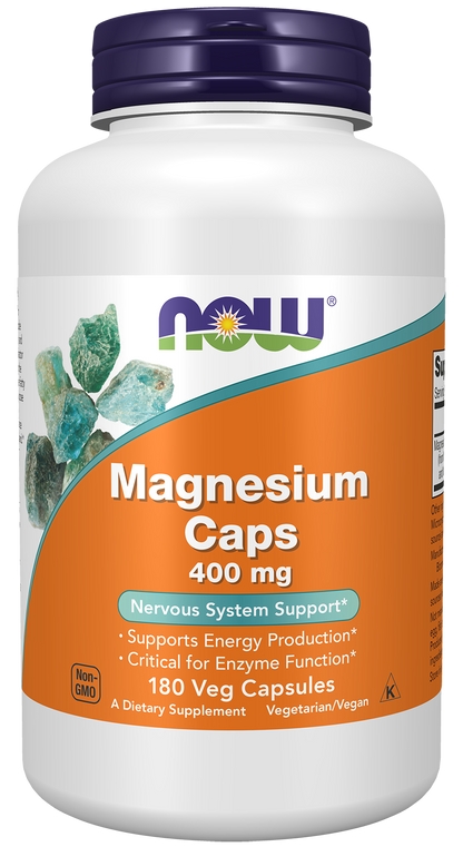NOW Supplements, Magnesium 400 mg, Nervous System Support*, 180 Veg Caps