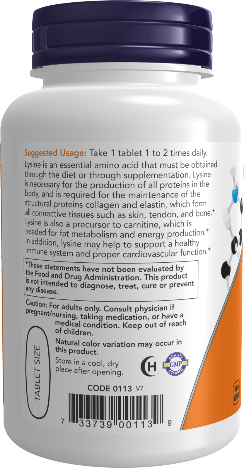 NOW Supplements, L-Lysine 1,000 mg, Double Strength, Amino Acid, 100 Tabs