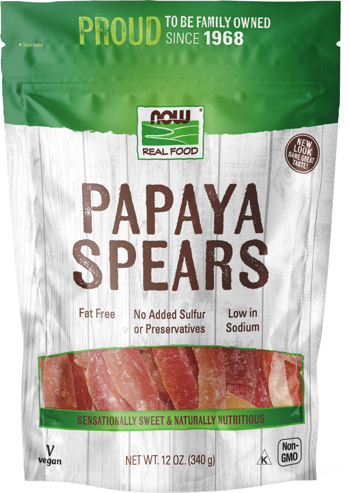 NOW Foods, Papaya Spears, No Preservatives or Added Sulfur, Fat-Free, 12 oz