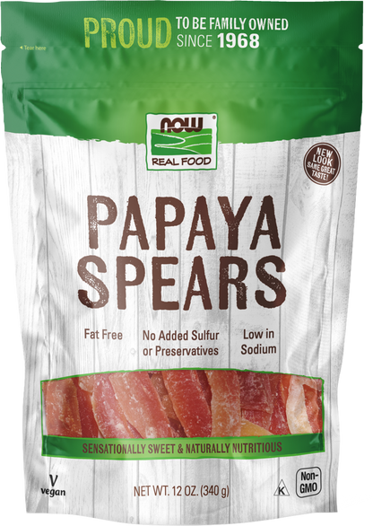 NOW Foods, Papaya Spears, No Preservatives or Added Sulfur, Fat-Free, 12 oz