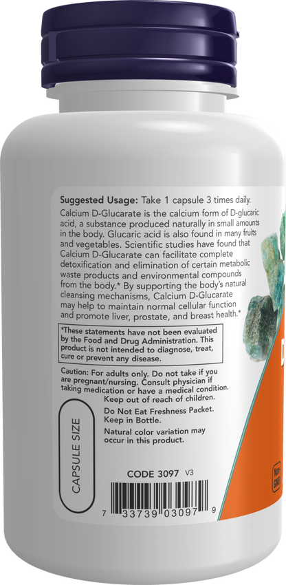 NOW Supplements, Calcium D-Glucarate 500 mg, Detox Support*, 90 Veg Caps