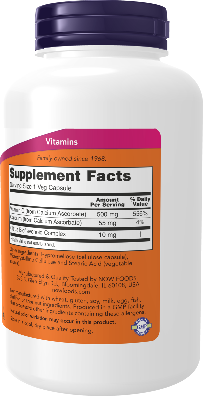 NOW Supplements, Vitamin C-500 Calcium Ascorbate, 250 Veg Caps