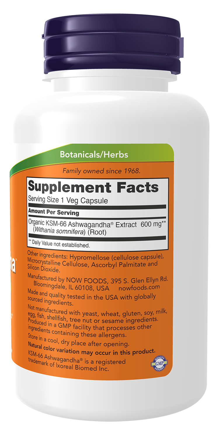 NOW Supplements, KSM-66 Ashwagandha®, Stress & Sleep Support*, 90 Veg Caps