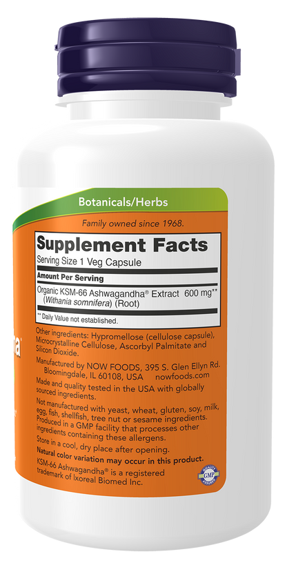 NOW Supplements, KSM-66 Ashwagandha®, Stress & Sleep Support*, 90 Veg Caps