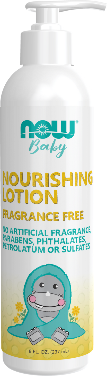 NOW Baby, Nourishing Baby Lotion, Fragrance Free, Paraben Free, 8 Fluid Ounces