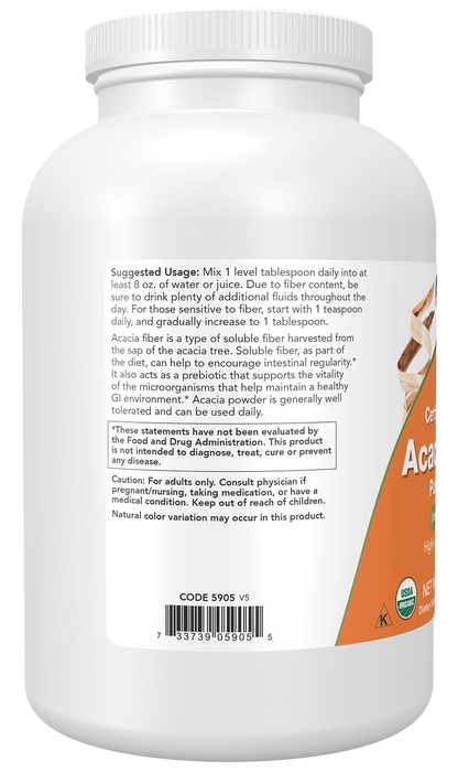 NOW Supplements, Organic Acacia Powder, Highly Soluble, 12 oz