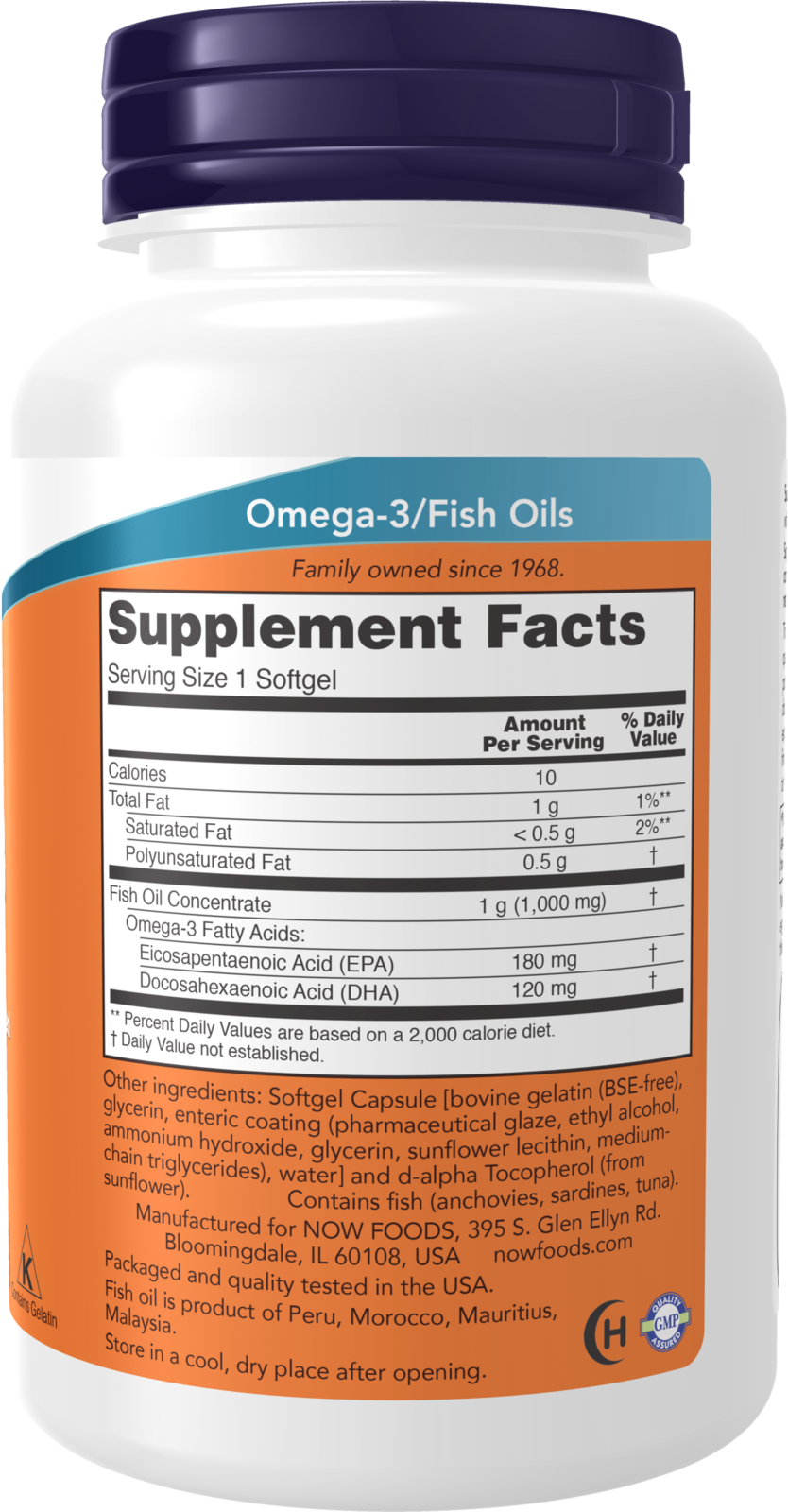 NOW Supplements, Omega-3 180 EPA / 120 DHA, Enteric Coated, 90 Softgels