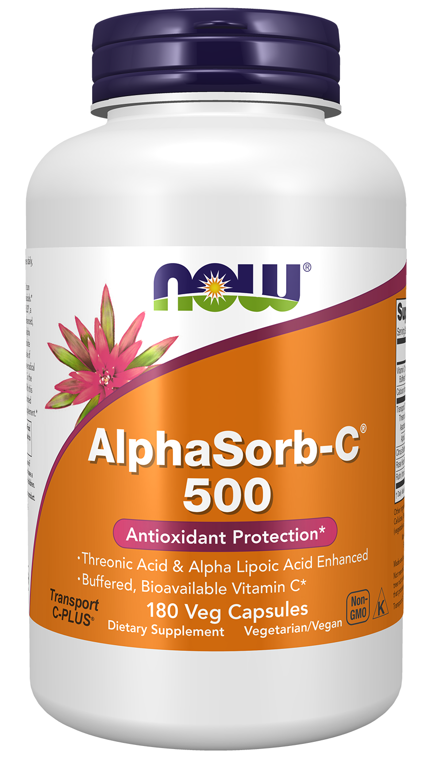 NOW Supplements, AlphaSorb-C® 500 mg  Transport C-PLUS®, 180 Veg Caps