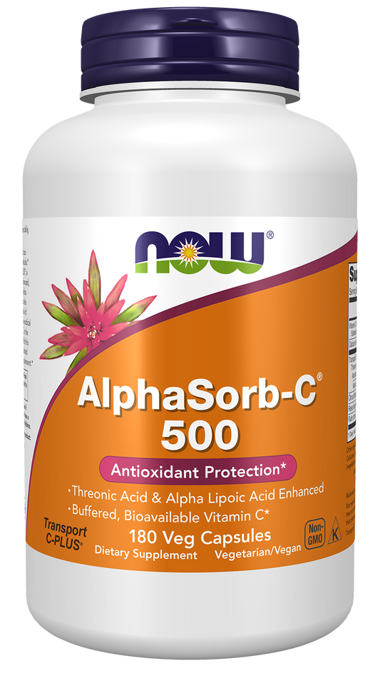 NOW Supplements, AlphaSorb-C® 500 mg  Transport C-PLUS®, 180 Veg Caps