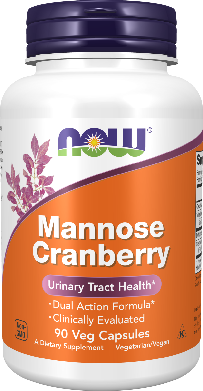 NOW Supplements, Mannose Cranberry, Dual Action Formula*, 90 Veg Caps
