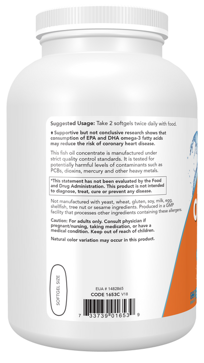 NOW Supplements, Omega-3, Molecularly Distilled, 500 Softgels