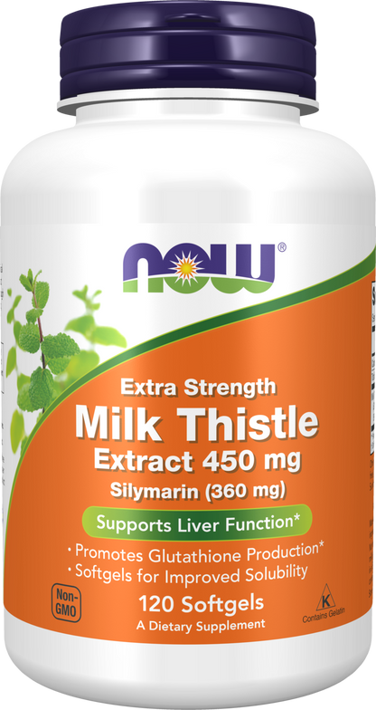 NOW Supplements, Silymarin Milk Thistle Extract, 450 mg, 120 Softgels