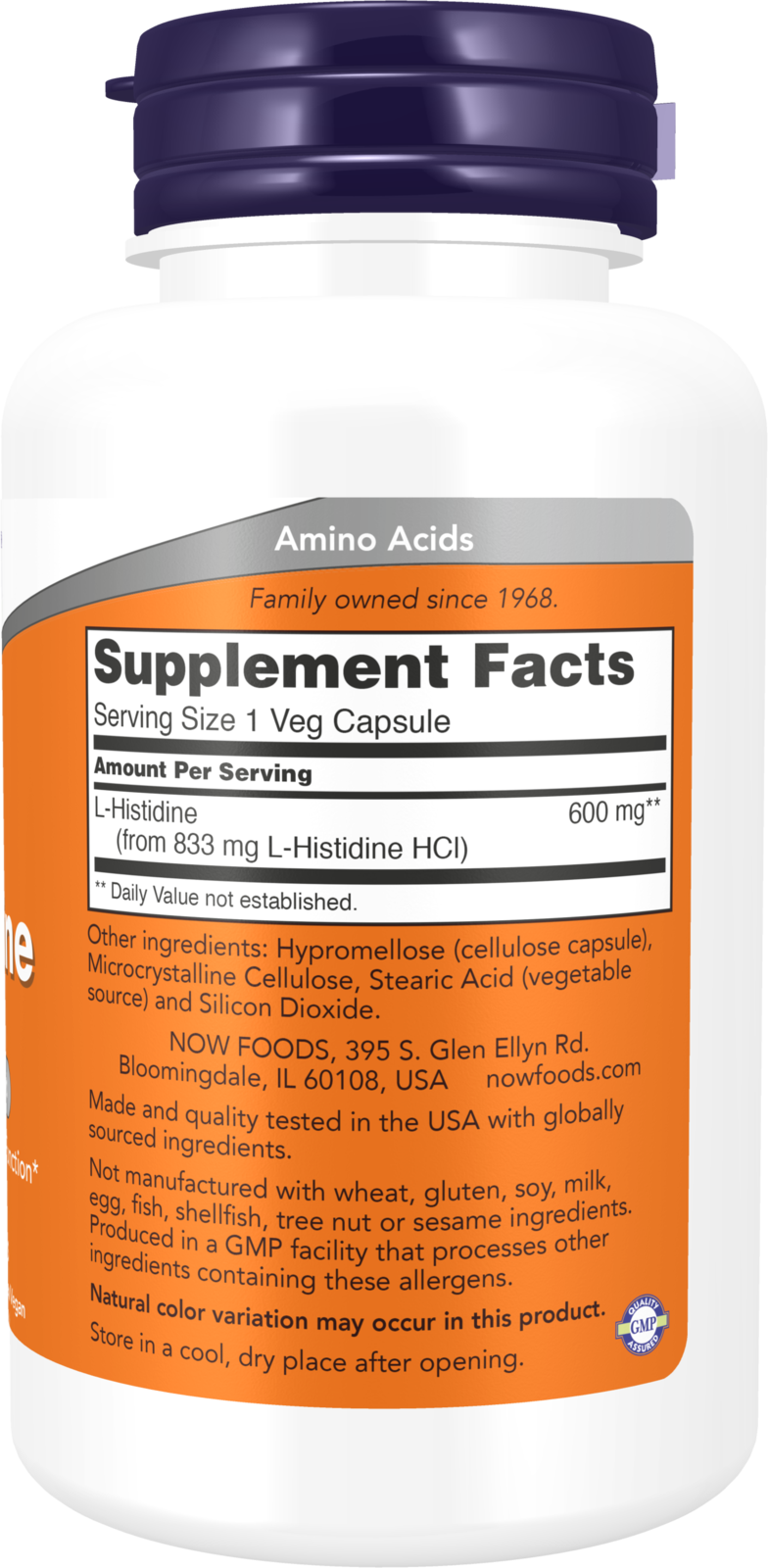 NOW Supplements, L-Histidine 600 mg, Immune System Support*, 60 Veg Caps