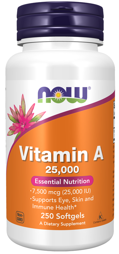 NOW Supplements, Vitamin A (Fish Liver Oil) 25,000 IU, 250 Softgels