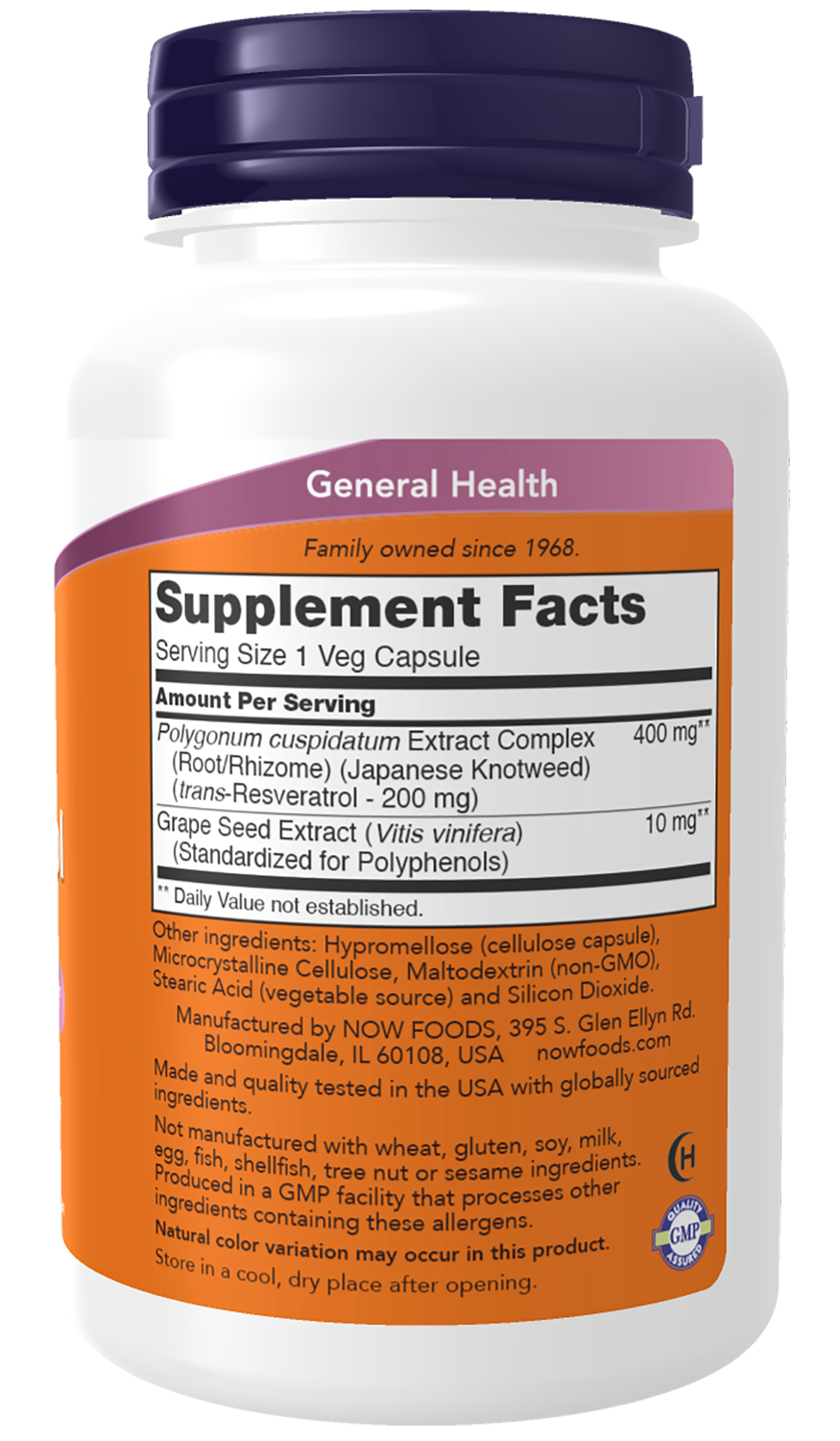 NOW Supplements, Resveratrol 200 mg, Grape Seed Extract, 120 Veg Caps