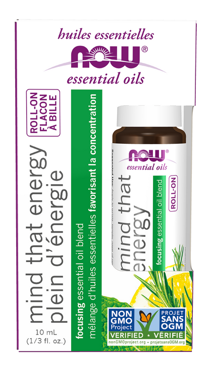 NOW Essential Oils, Mind That Energy Focusing Roll On Blend, 10 mL