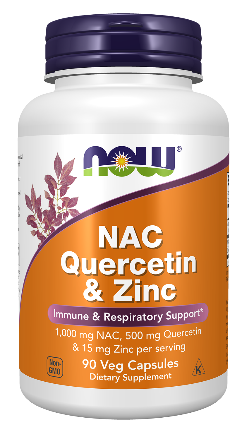 NOW Supplements, NAC Quercetin and Zinc, Respiratory Support*, 90 Veg Caps