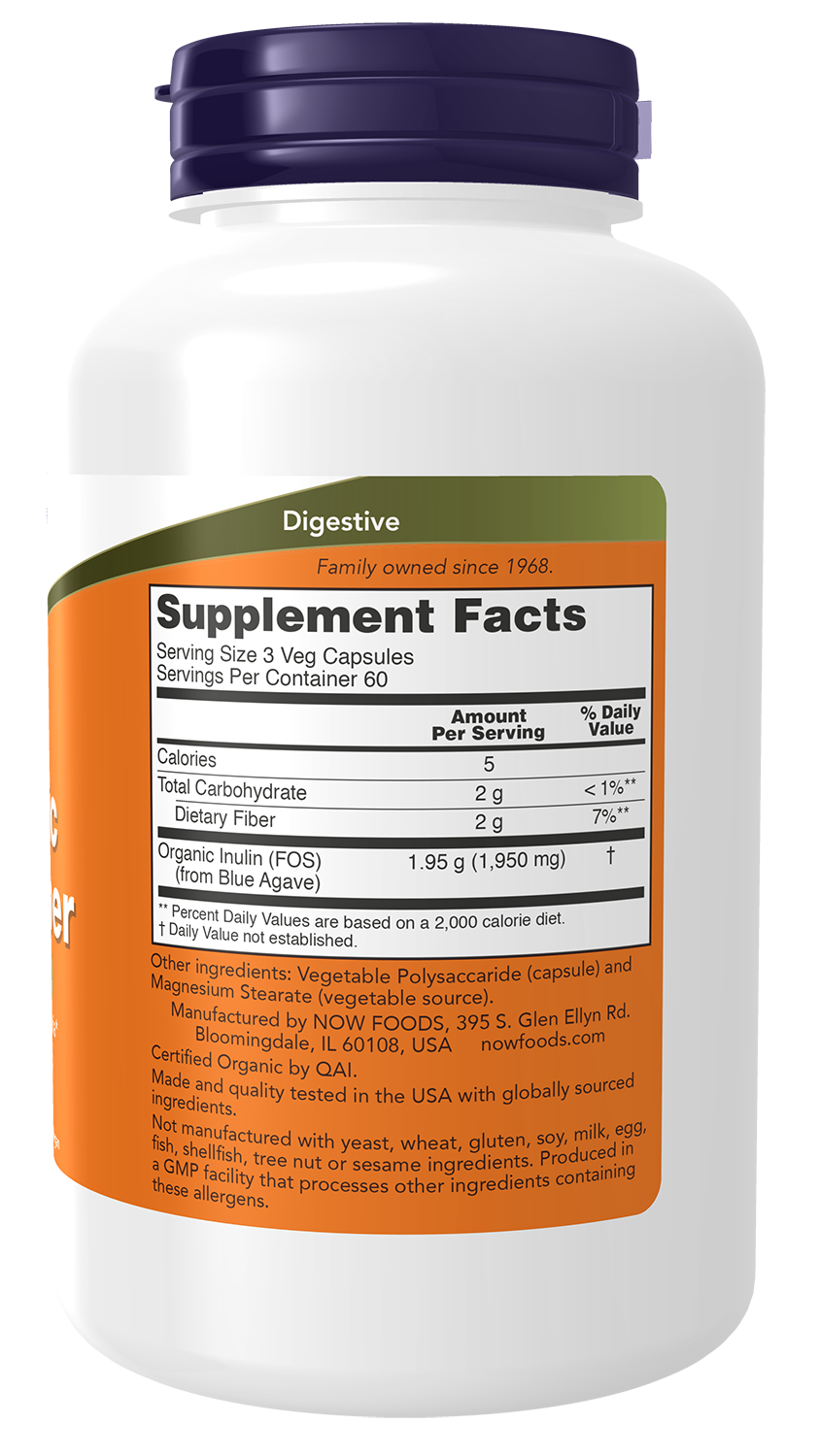 NOW Supplements, Prebiotic Inulin Fiber, Intestinal Support*, Nourishes Friendly Bacteria*, Made wit
