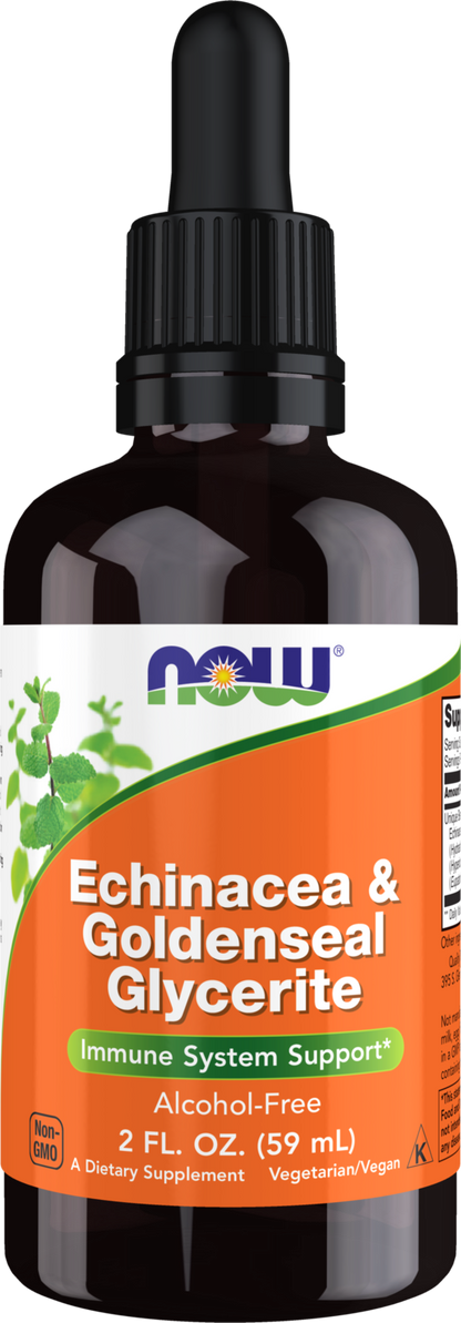 NOW Supplements, Echinacea & Goldenseal Glycerite with Dropper, 2 fl. oz