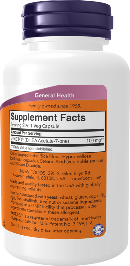 NOW Supplements, 7-Keto (DHEA Acetate-7-one) 100 mg, 120 Veg Caps