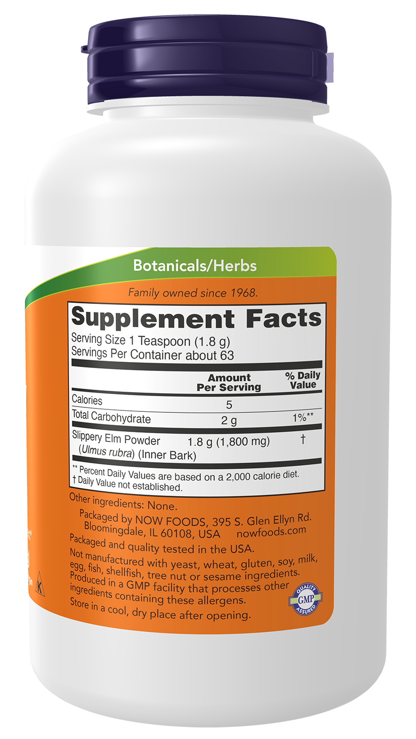NOW Supplements, Slippery Elm Powder (Ulmus rubra), Herbal Supplement, 4-oz