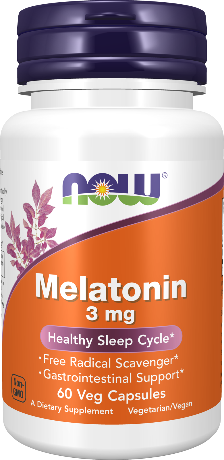 NOW Supplements, Melatonin 3 mg, Healthy Sleep Cycle*, 60 Veg Caps