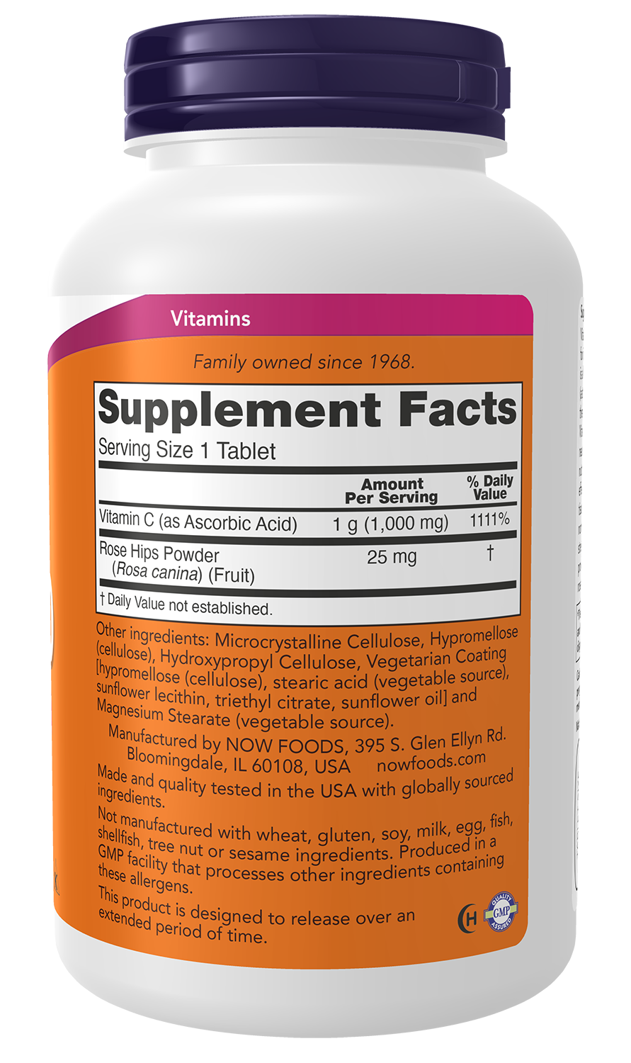 NOW Supplements, Vitamin C-1,000 w/ Rose Hips, Sustained Release, 250 Tabs