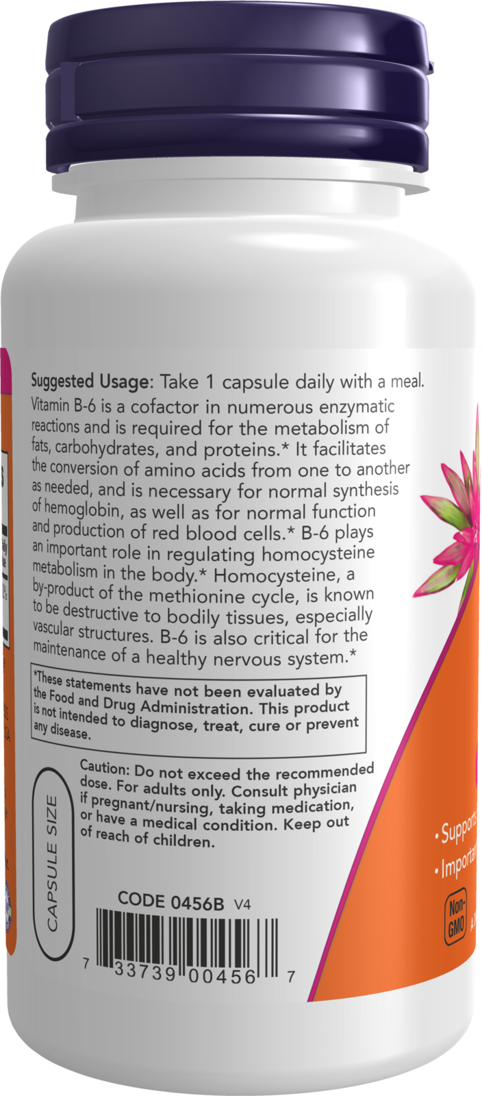 NOW Supplements, Vitamin B-6 (Pyridoxine HCl) 100 mg, 100 Veg Caps