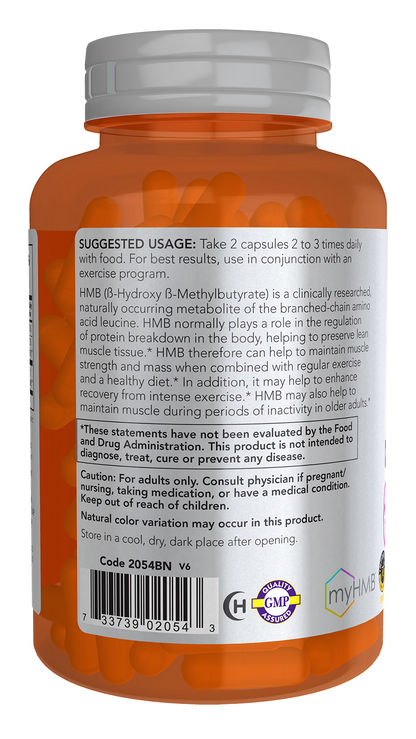 NOW Sports, HMB (β-Hydroxy β-Methylbutyrate) 500 mg, 120 Veg Caps