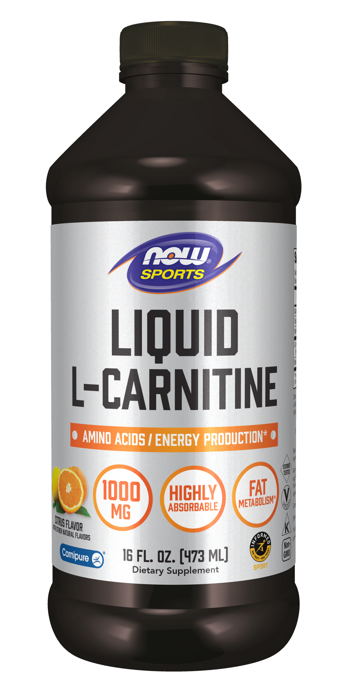 NOW Sports, L-Carnitine Liquid 1,000 mg, Citrus, 16 fl. oz