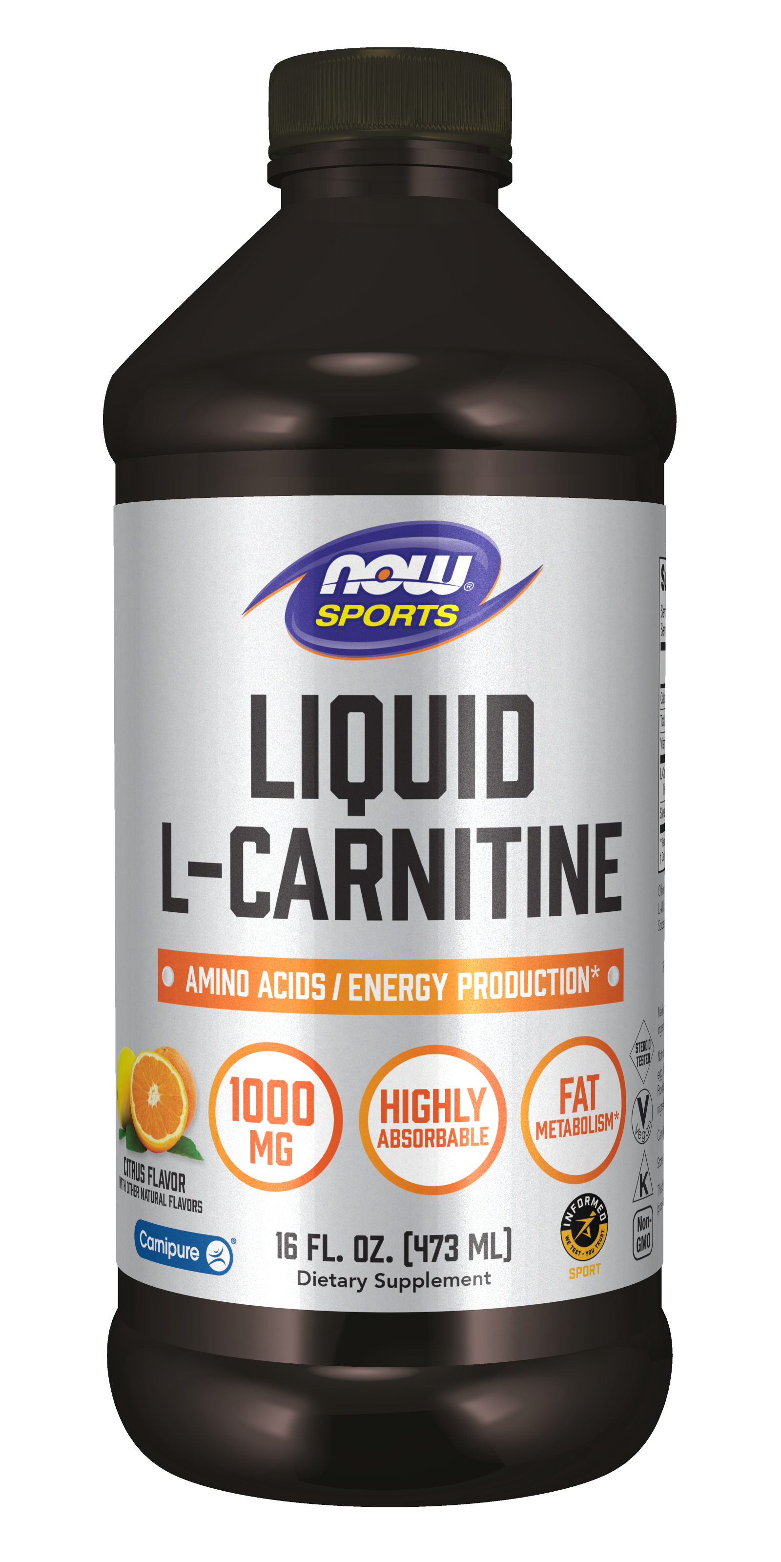 NOW Sports, L-Carnitine Liquid 1,000 mg, Citrus, 16 fl. oz
