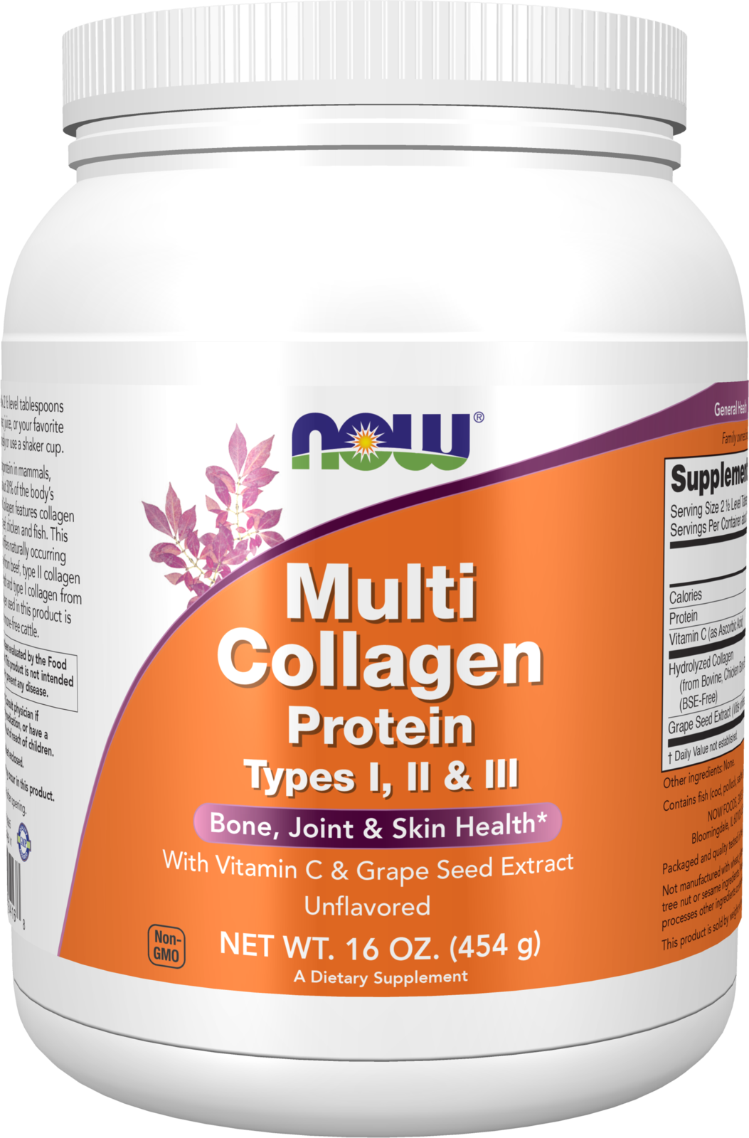 NOW Supplements, Multi Collagen Protein Types I, II & III Powder, 16 oz