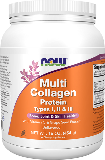 NOW Supplements, Multi Collagen Protein Types I, II & III Powder, 16 oz