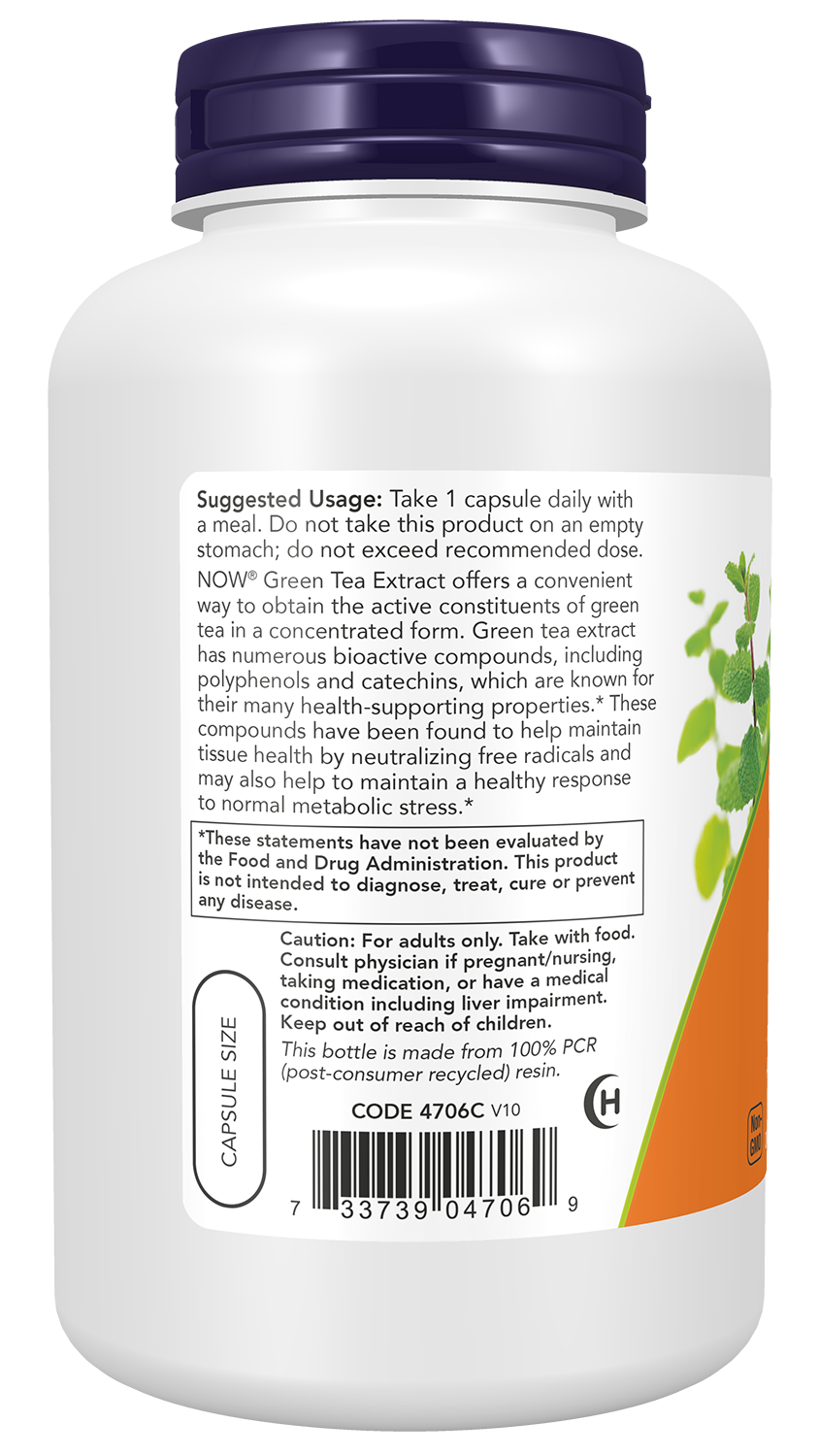NOW Supplements, Green Tea Extract 400 mg with Vitamin C, 250 Veg Caps