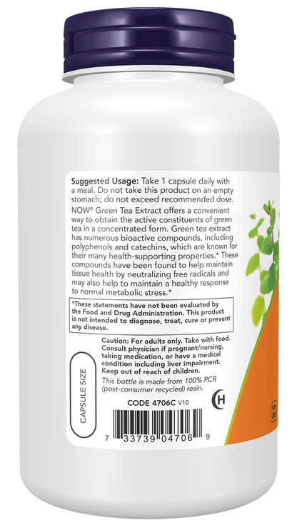 NOW Supplements, Green Tea Extract 400 mg with Vitamin C, 250 Veg Caps