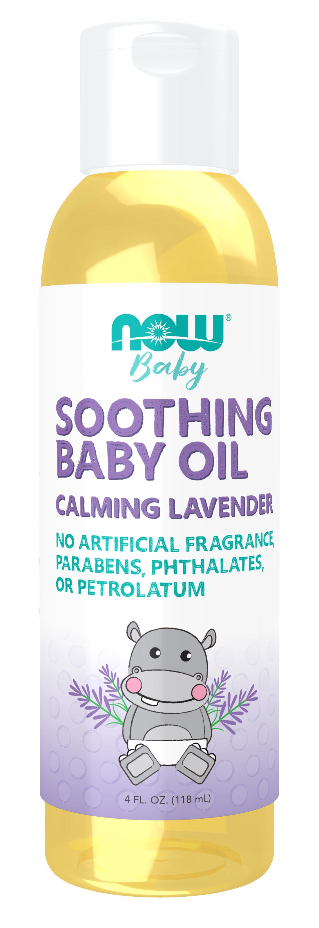 NOW Baby, Soothing Baby Oil, Calming Lavender, No Artificial Fragrance, Parabens, Phthalates, or Petrolatum, 4-Ounce