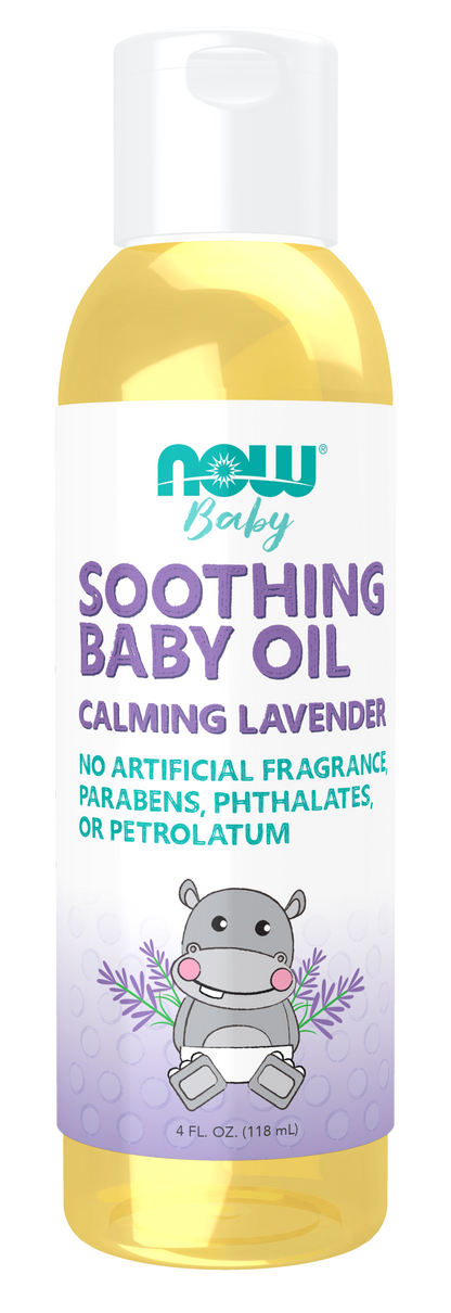 NOW Baby, Soothing Baby Oil, Calming Lavender, No Artificial Fragrance, Parabens, Phthalates, or Petrolatum, 4-Ounce