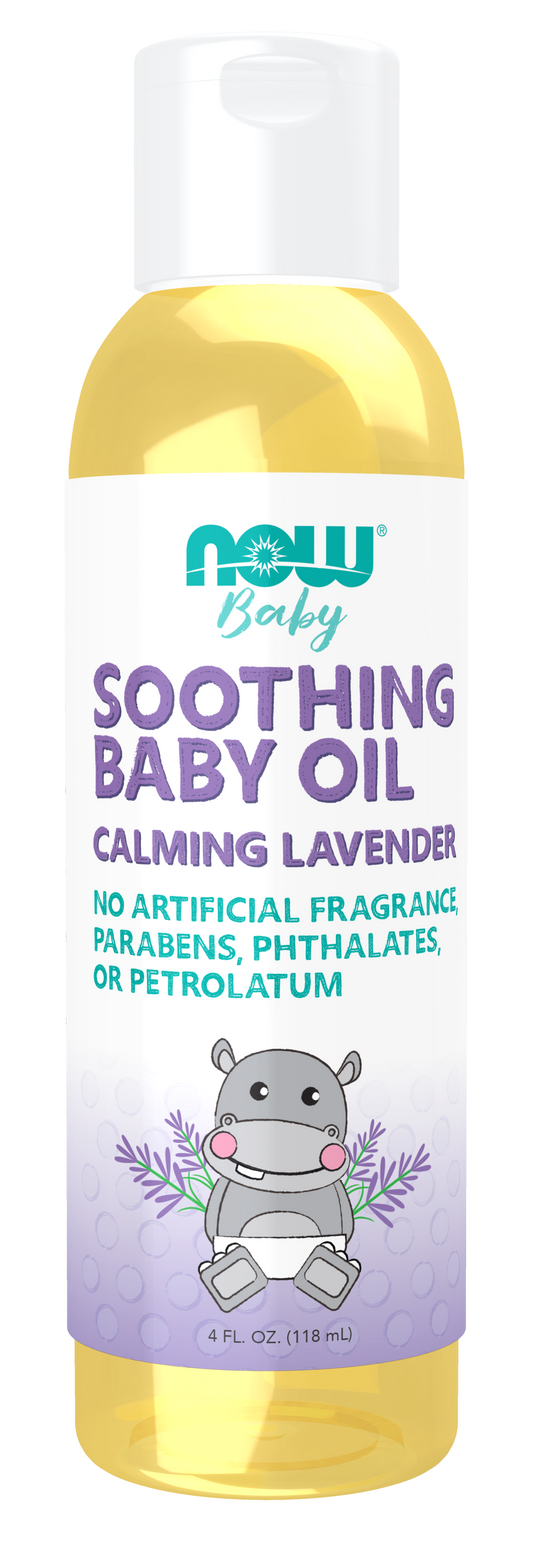 NOW Baby, Soothing Baby Oil, Calming Lavender, No Artificial Fragrance, Parabens, Phthalates, or Petrolatum, 4-Ounce