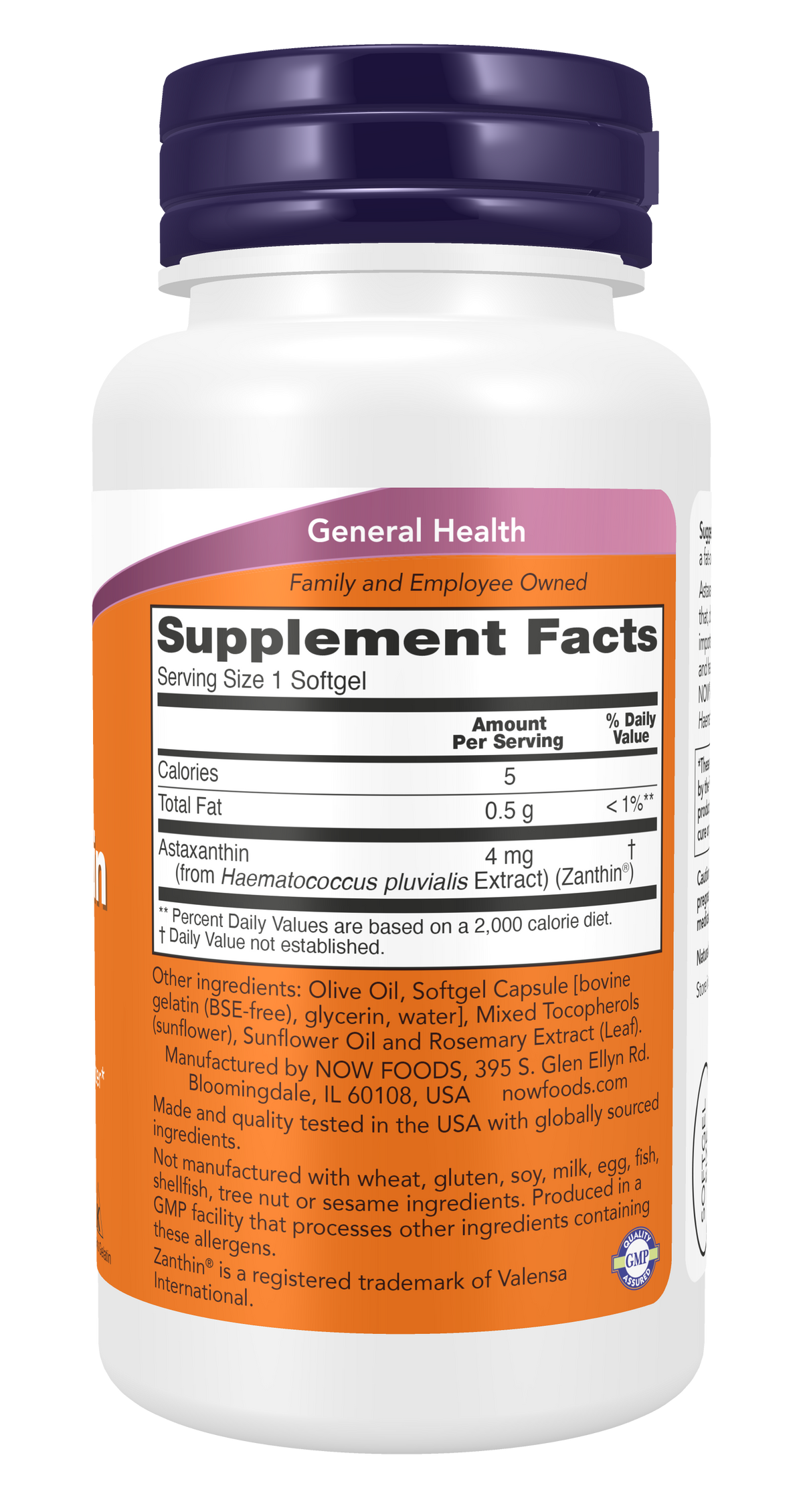 NOW Supplements, Astaxanthin 4 mg, Zanthin®, 90 Softgels
